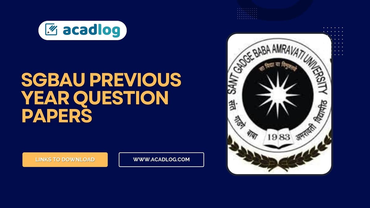 SGBAU Previous Year Question Papers PDF Download Links and Exam