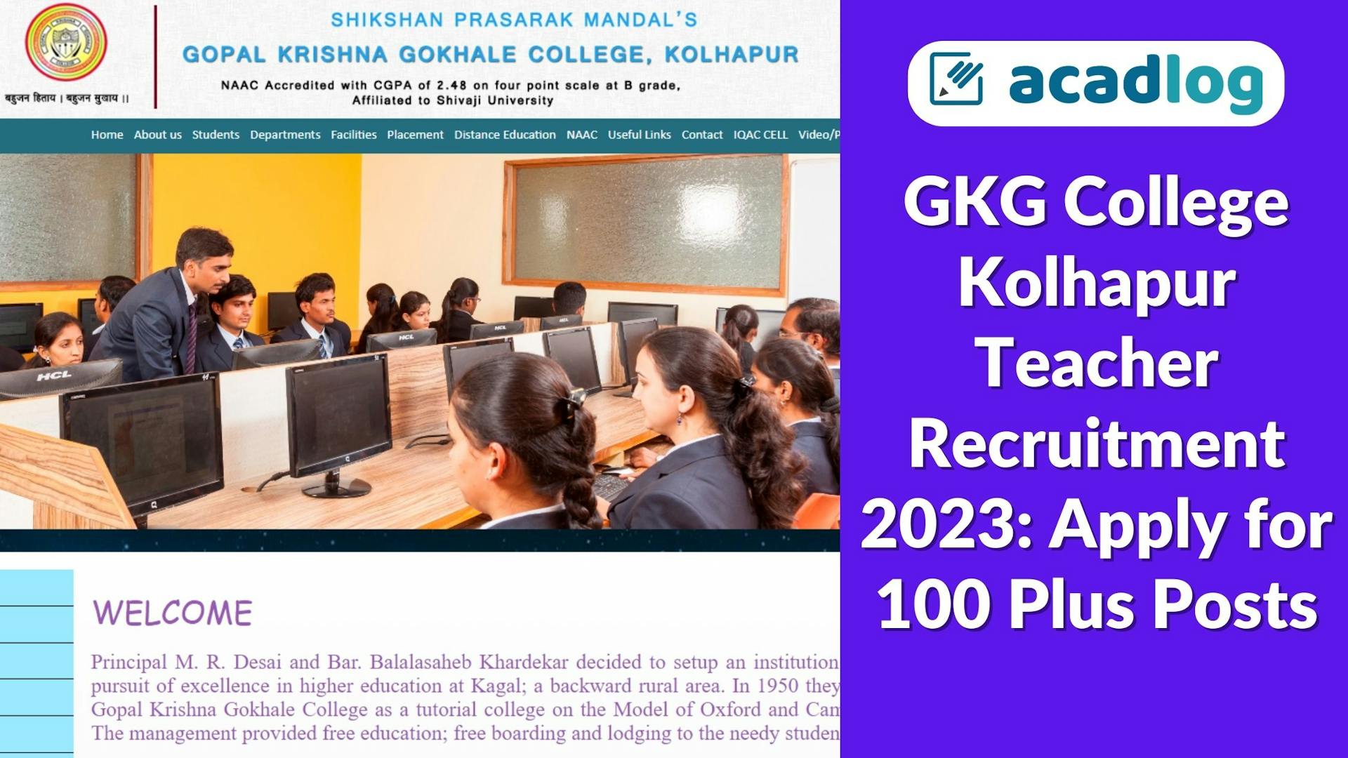 GKG College Kolhapur Teacher Recruitment 2023: Apply for 100 Plus Posts