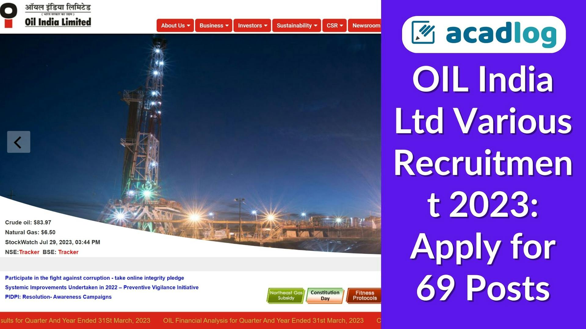 OIL India Ltd Various Recruitment 2023: Apply for 69 Posts 