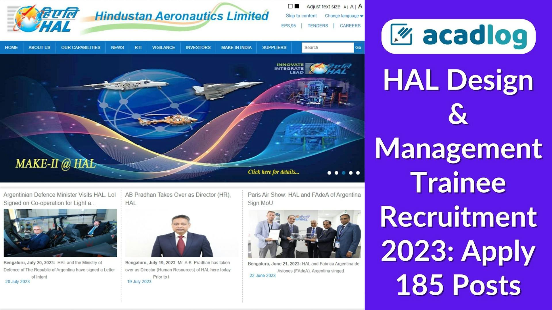 HAL Design & Management Trainee Recruitment 2023: Apply 185 Posts