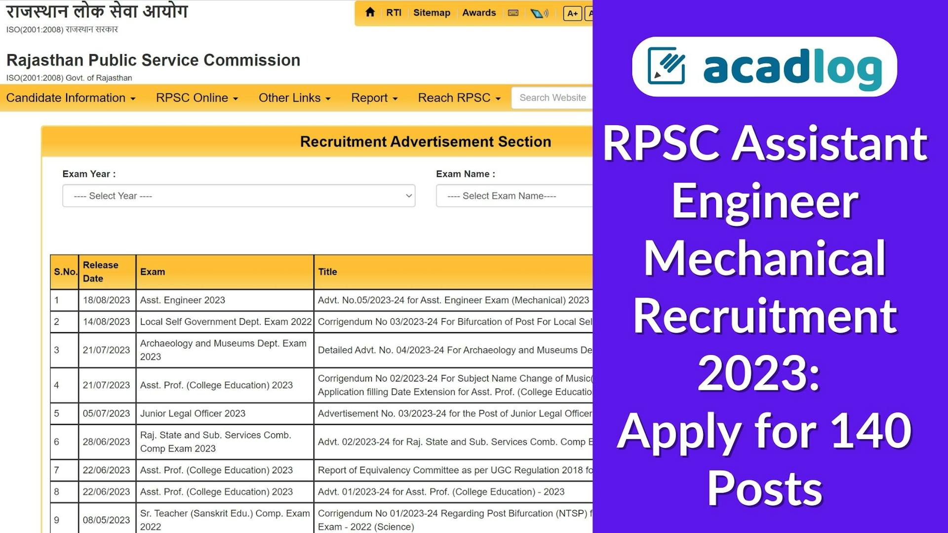 RPSC AEN (Mechanical) Recruitment 2023: Apply for 12 Vacancies