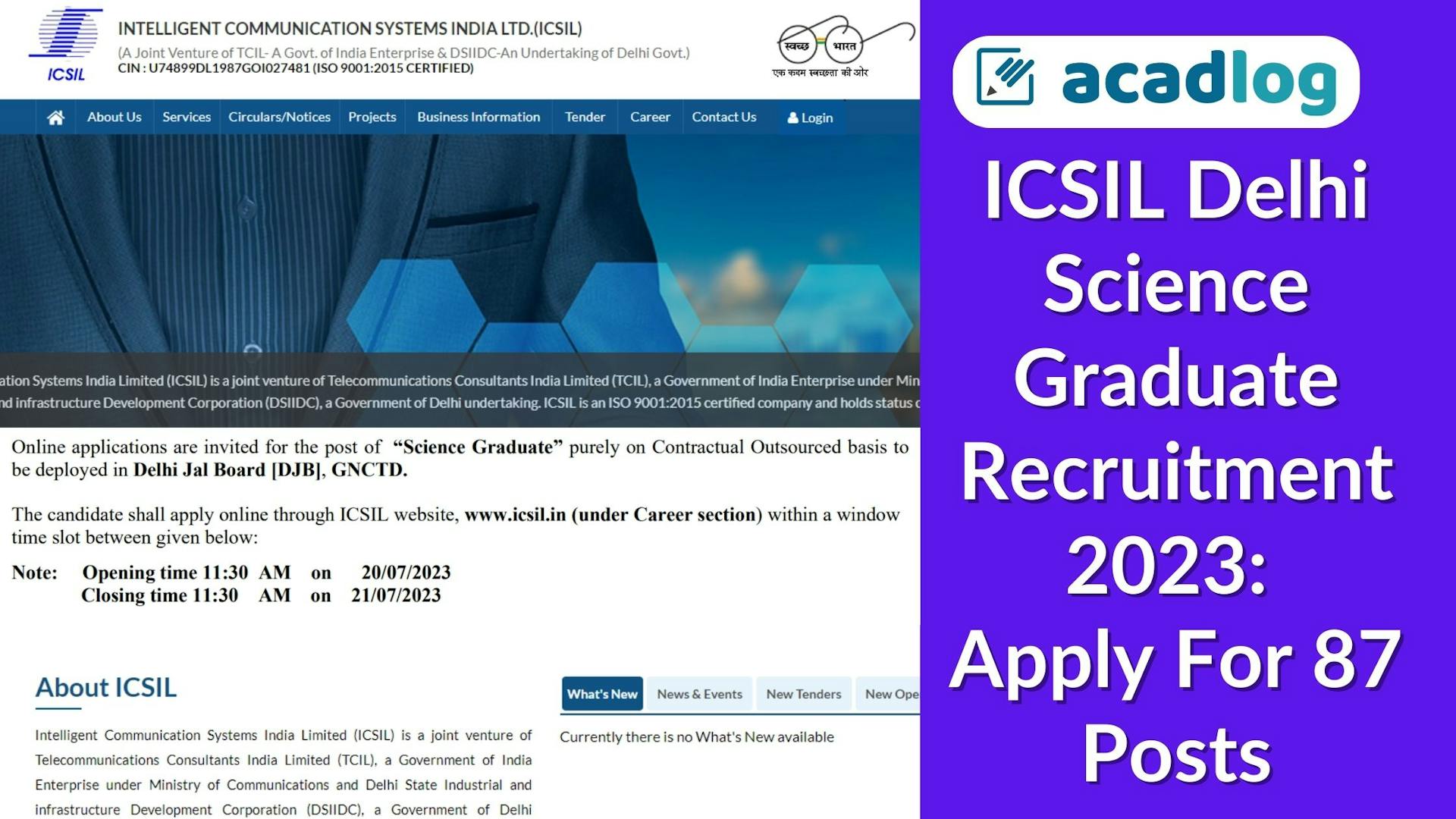 ICSIL Delhi Science Graduate Recruitment 2023: Apply For 87 Posts