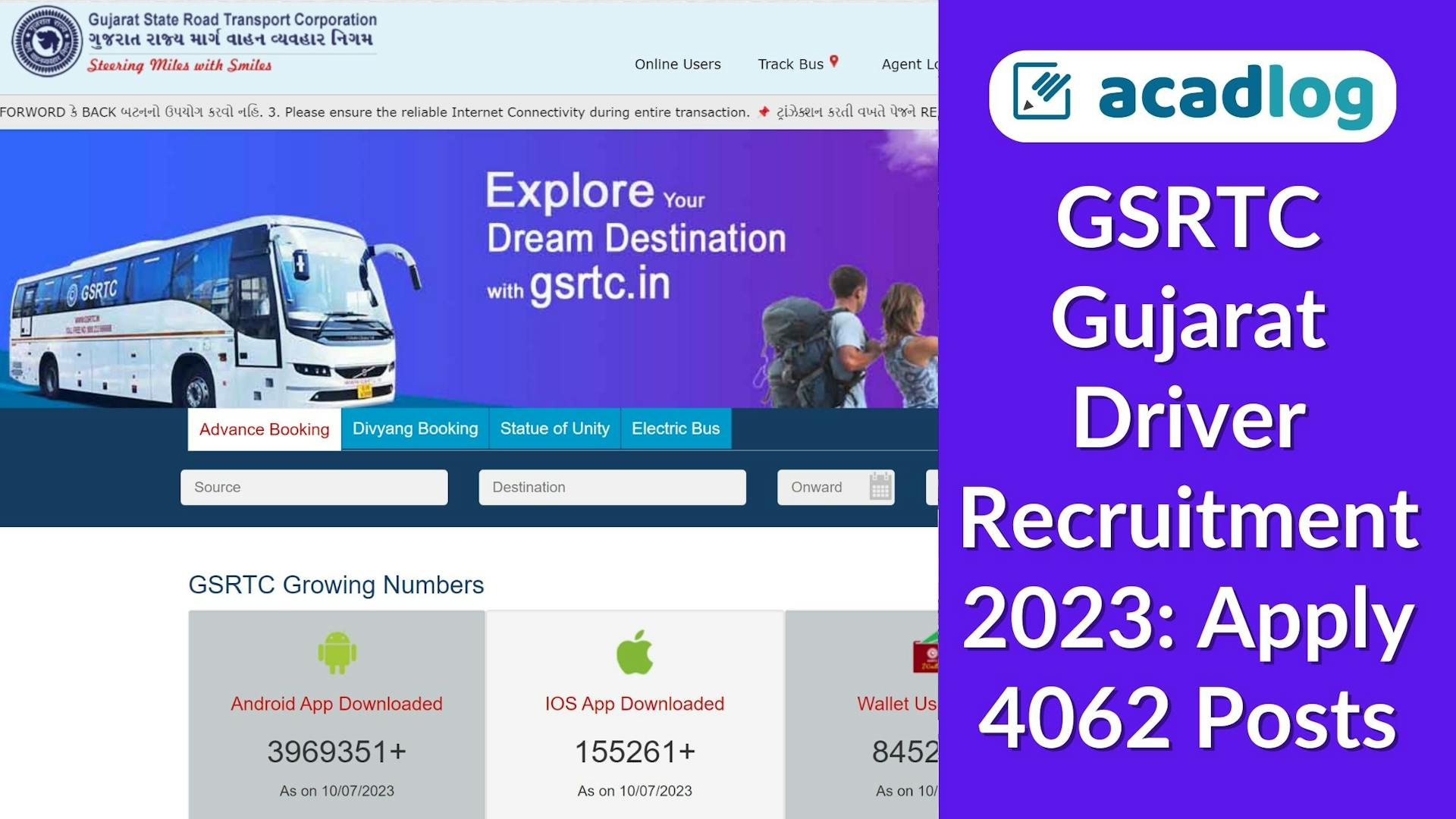 GSRTC Gujarat Driver Recruitment 2023: Apply 4062 Posts