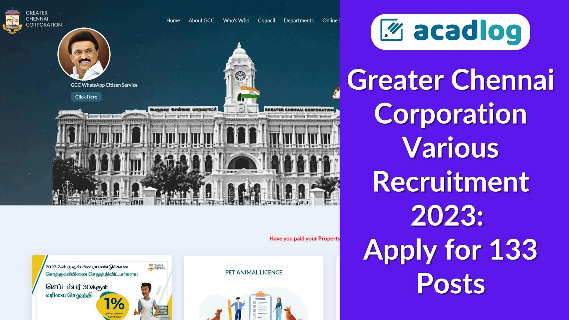 Greater Chennai Corporation Various Recruitment 2023: Apply for 133 Posts