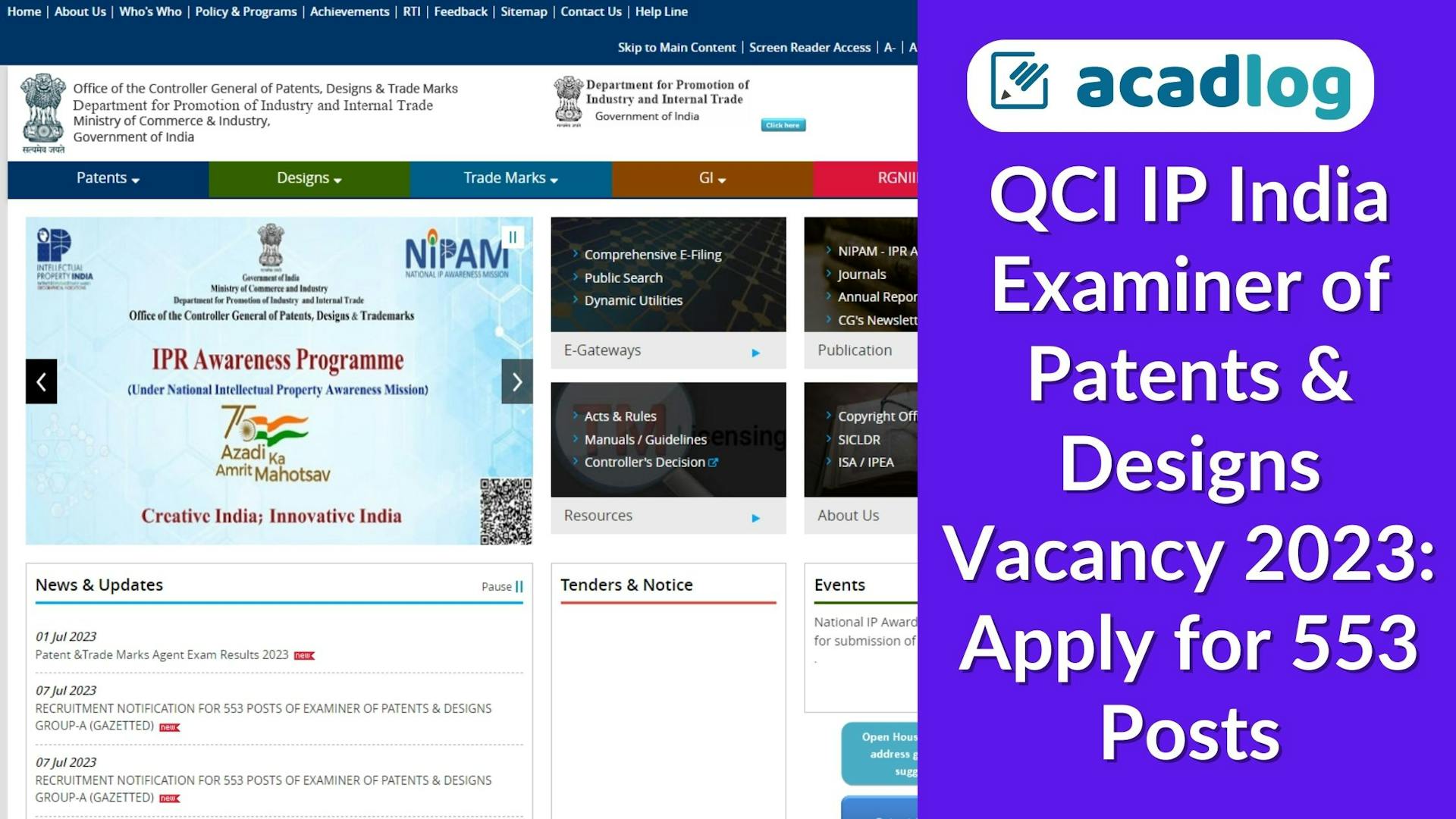 QCI IP India Examiner of Patents & Designs Vacancy 2023: Apply for 553 Posts