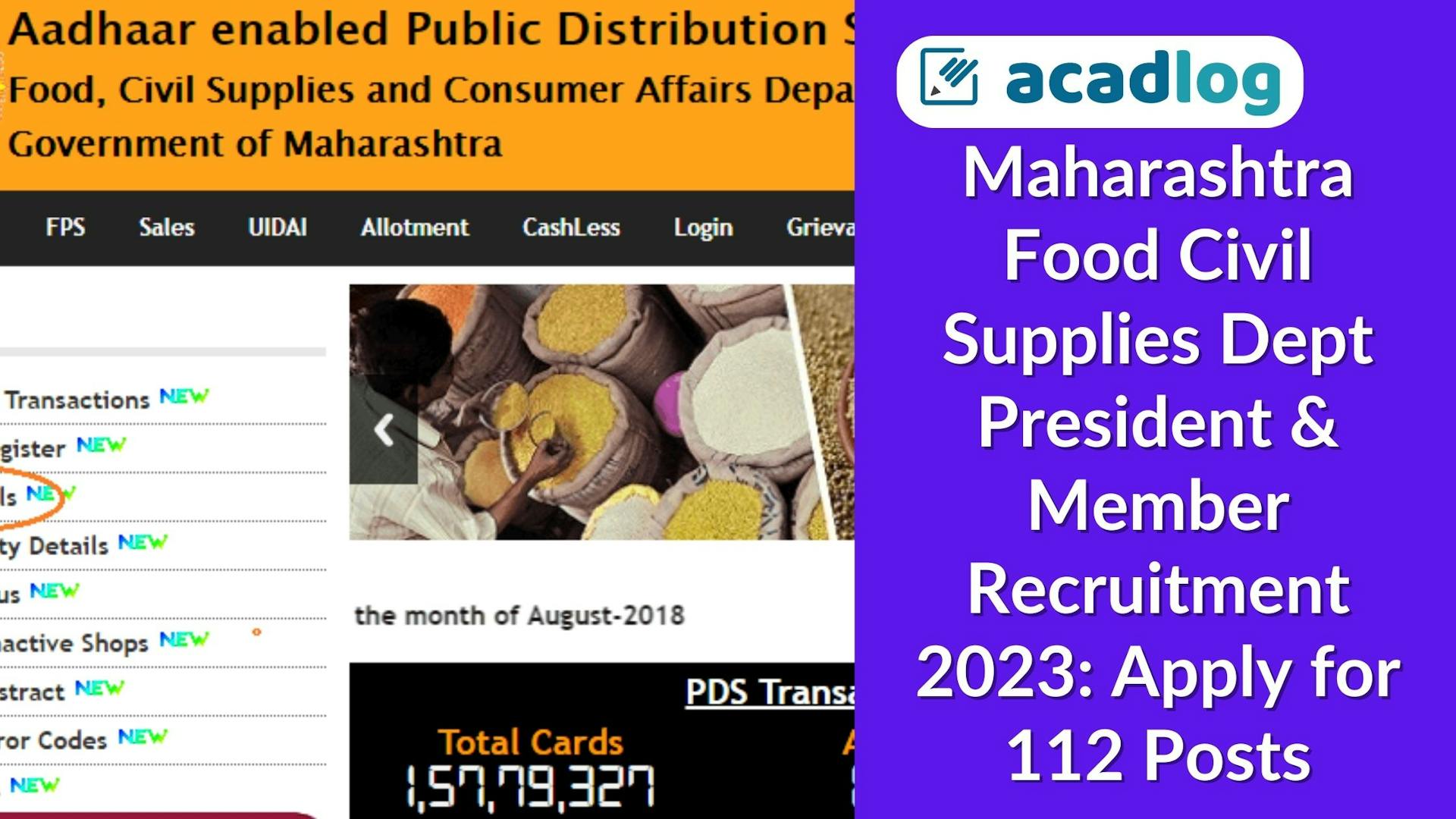 Maharashtra Food Civil Supplies Dept Recruitment 2023: Apply for 112 President & Member Posts