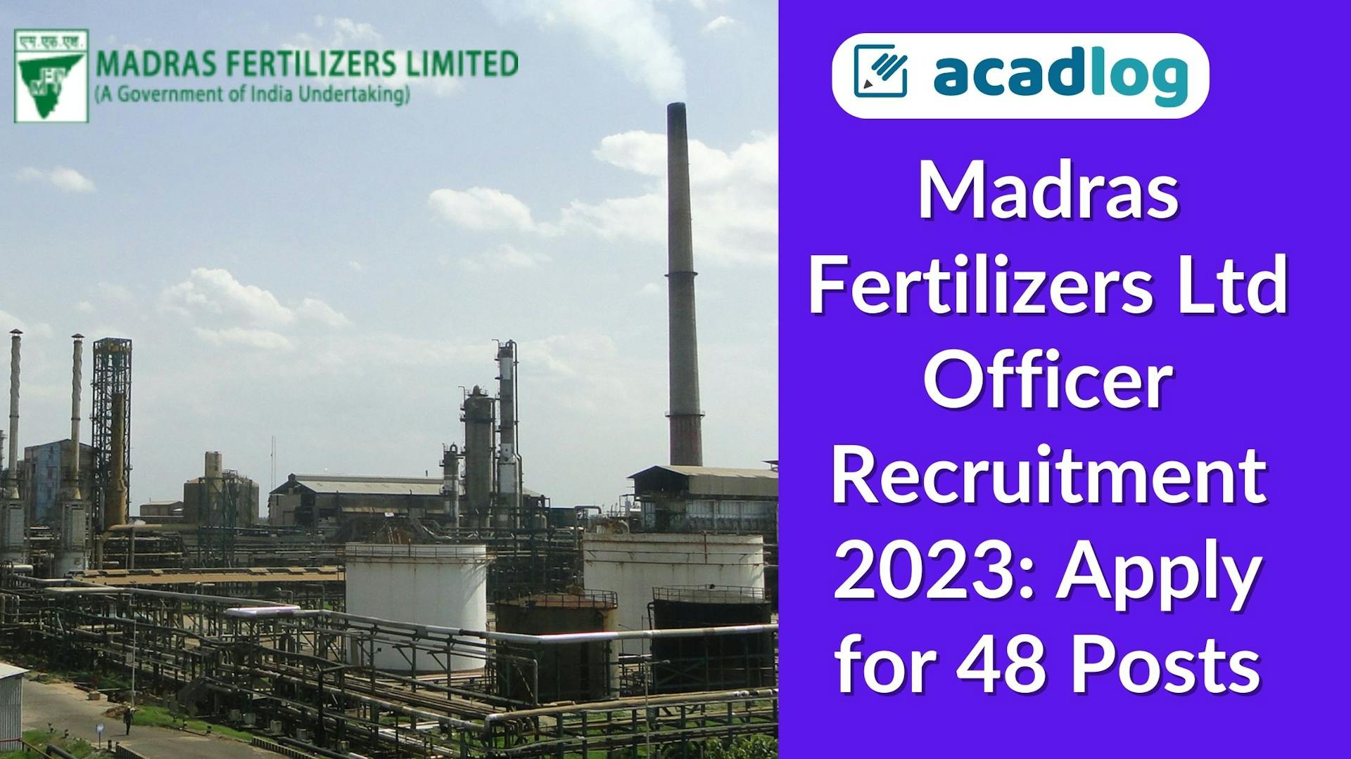Madras Fertilizers Ltd Officer Recruitment 2023: Apply for 48 Posts