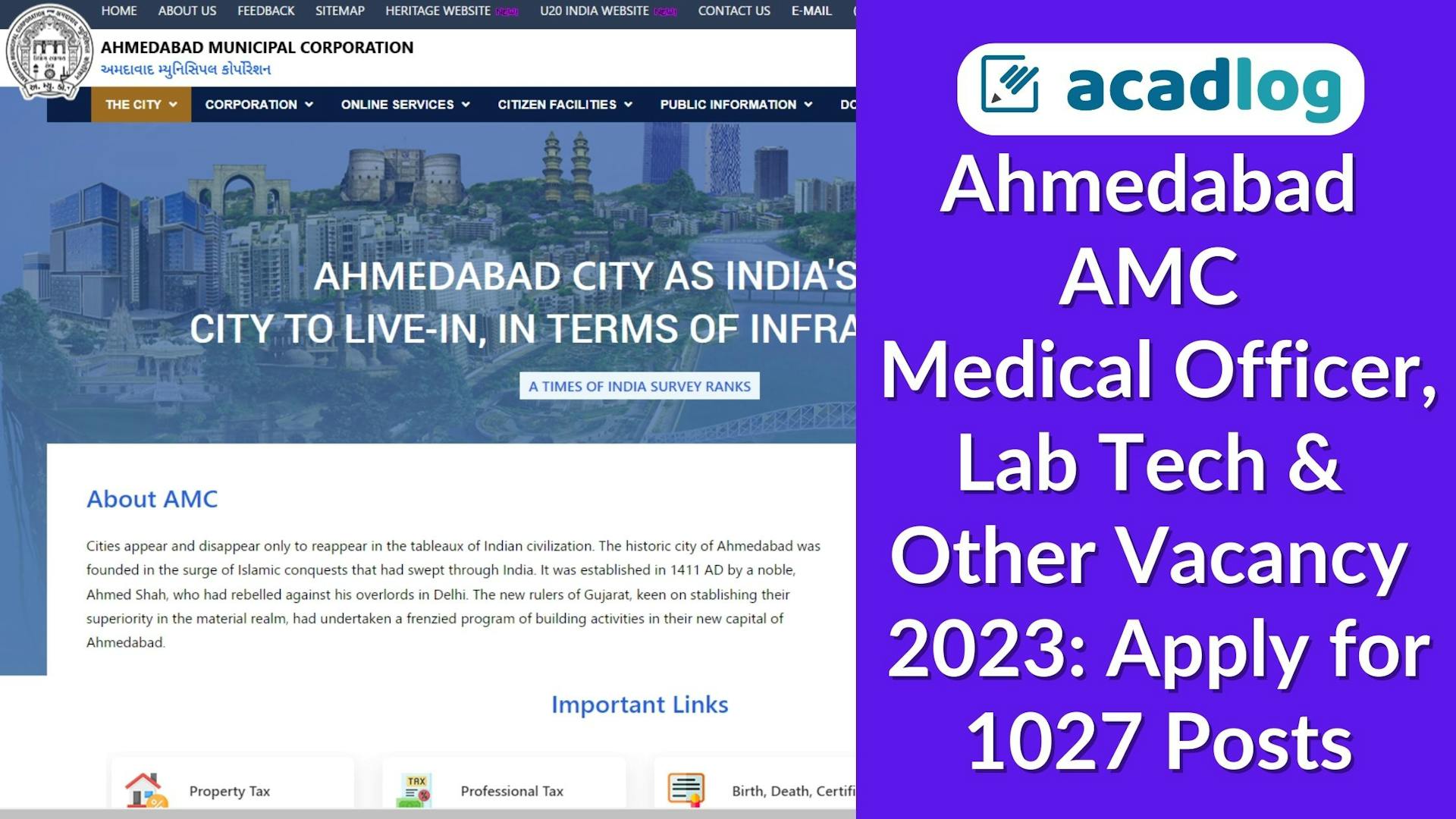 Ahmedabad AMC Medical Officer, Lab Tech & Other Vacancy 2023: Apply for 1027 Posts