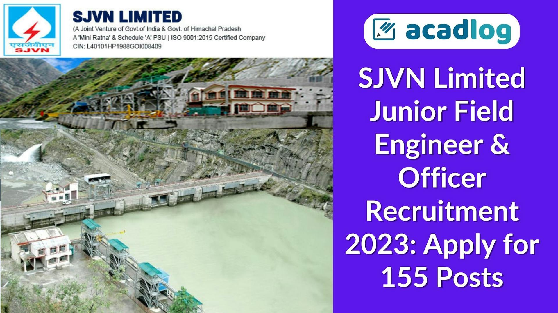 SJVN Limited Junior Field Engineer & Officer Recruitment 2023: Apply for 155 Posts