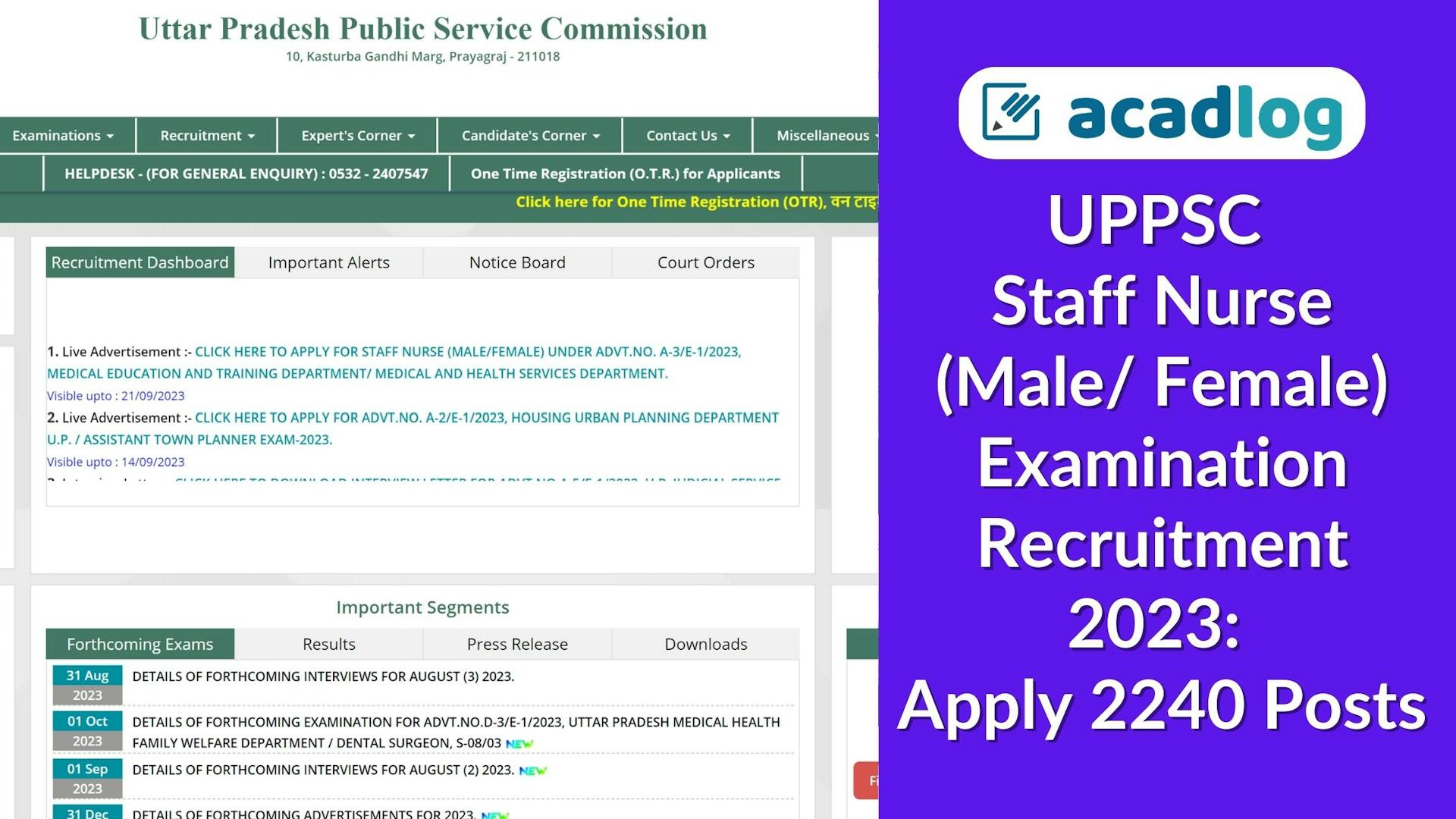 UPPSC Government Staff Nurse Vacancy 2023: Recruitment for 2240 Posts