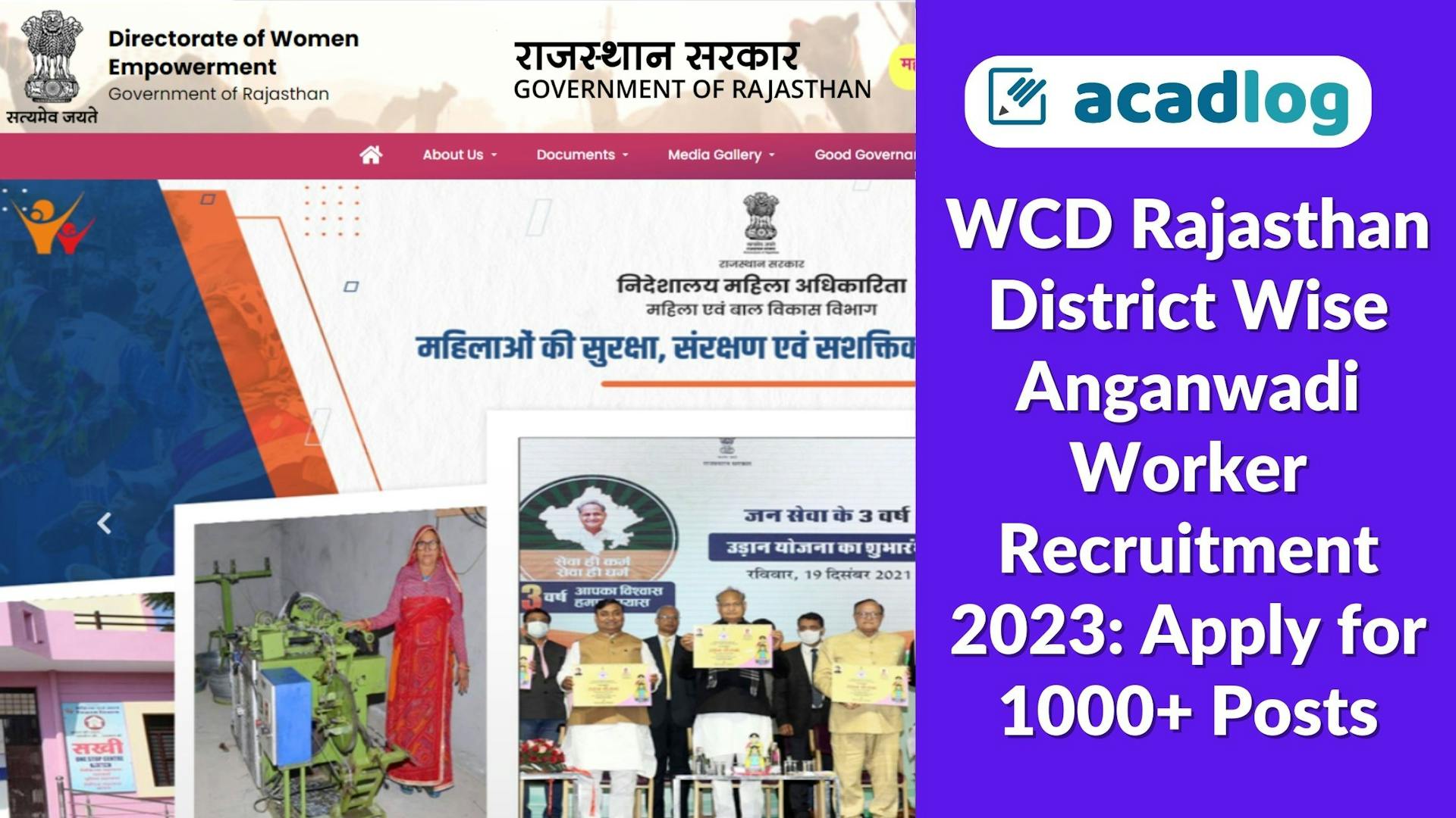 WCD Rajasthan District Wise Anganwadi Worker Recruitment 2023: Apply for 1000+ Posts