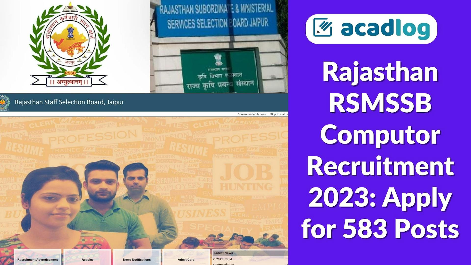 Rajasthan RSMSSB Computor Recruitment 2023: Apply for 583 Posts