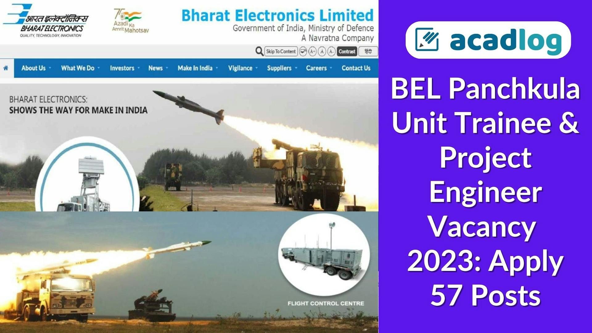 Panchkula Govt Jobs: BEL Unit Trainee & Project Engineer Vacancy 2023