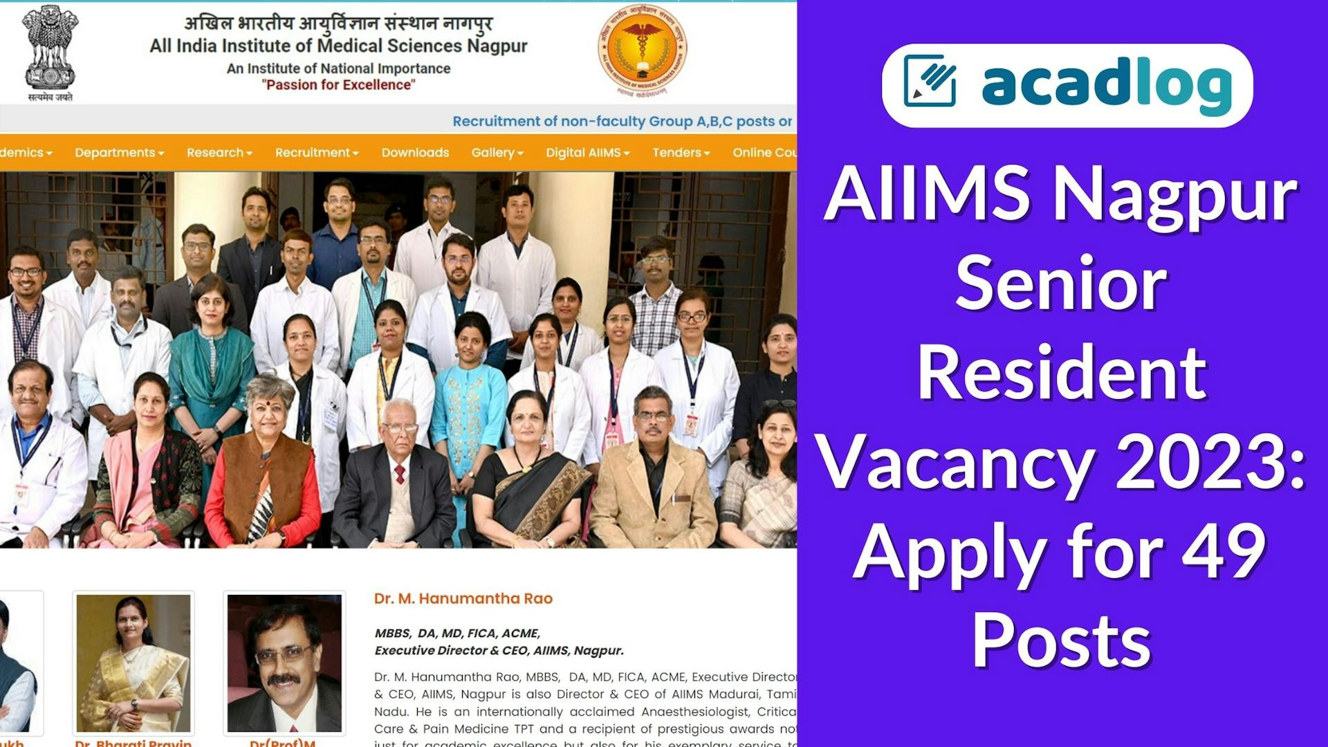 AIIMS Nagpur Senior Resident Vacancy 2023: Apply for 49 Posts