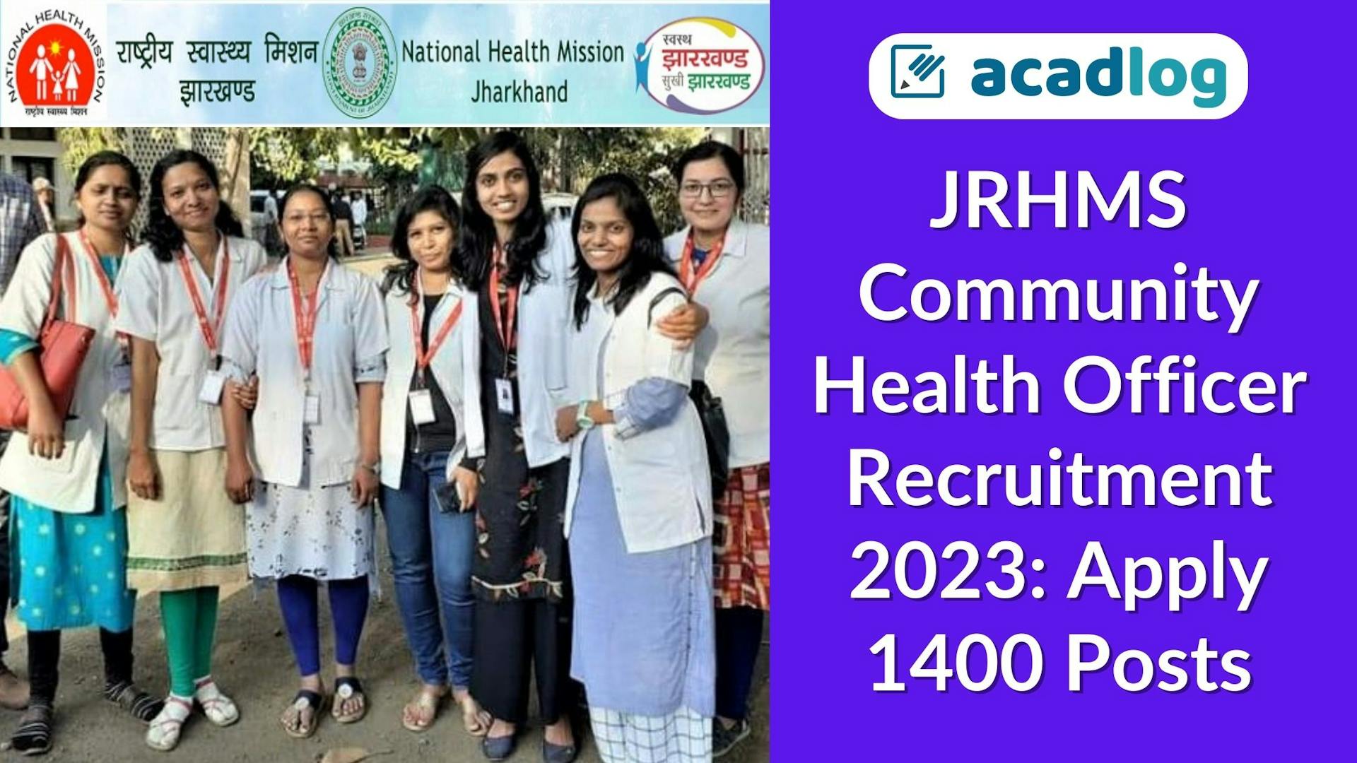 JRHMS Community Health Officer Recruitment 2023: Apply 1400 Posts