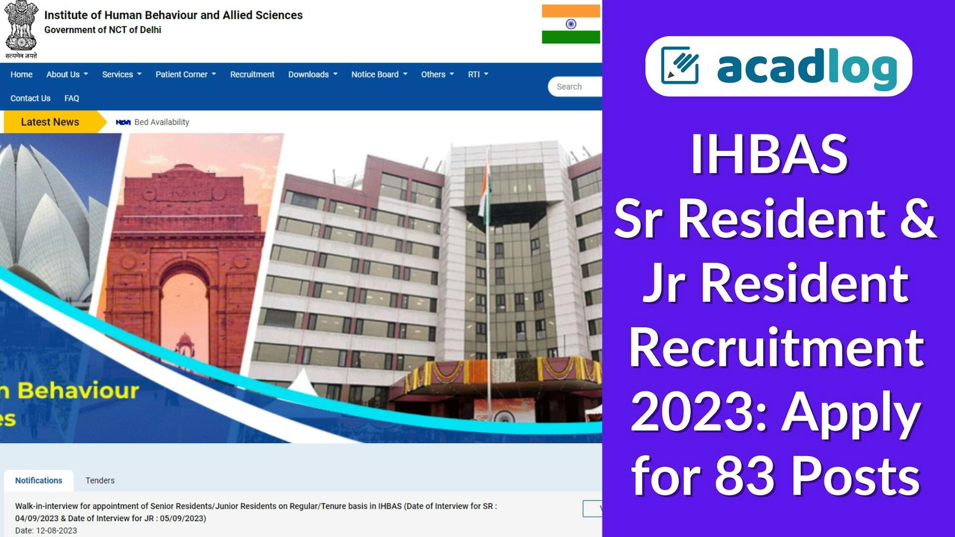 Medical Jobs in Delhi: Recruitment for IHBAS Sr & Jr Resident 2023 - 83 Posts