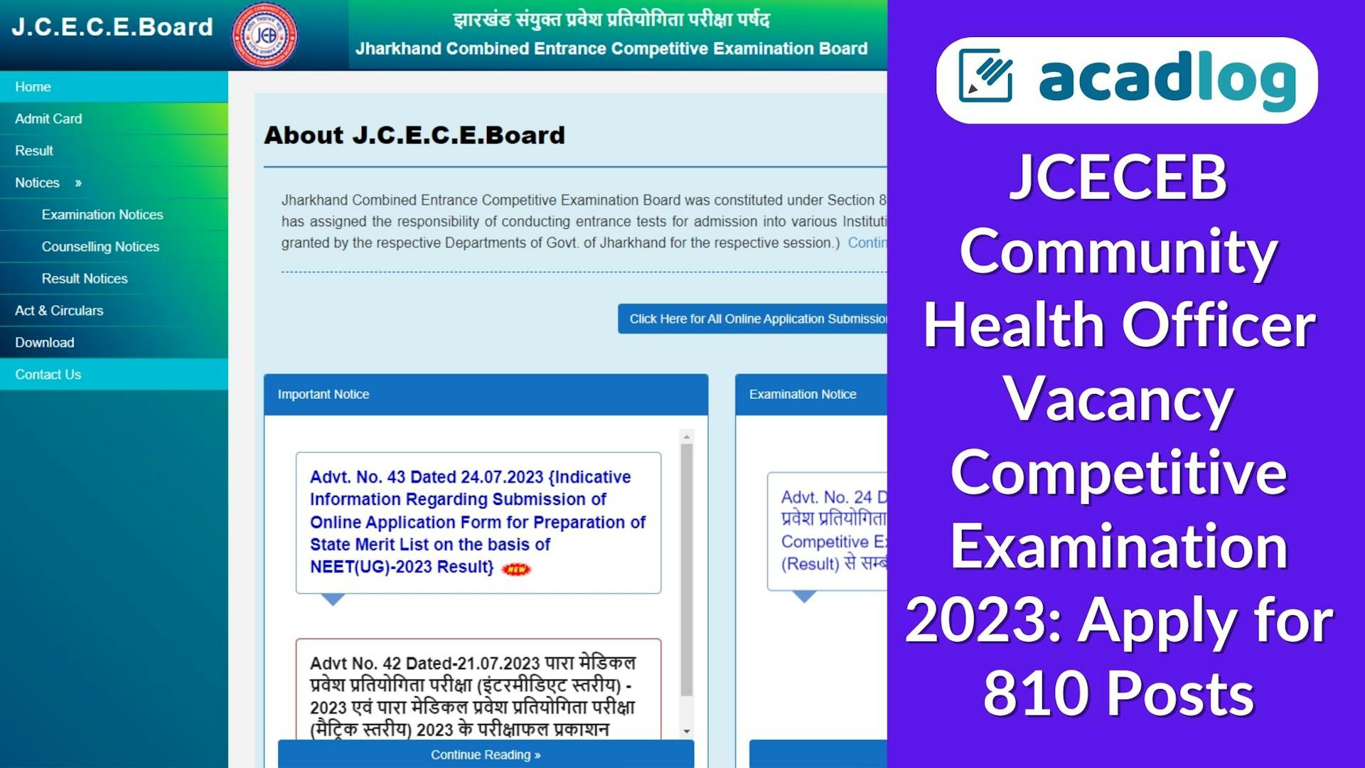 JCECEB Community Health Officer Vacancy Competitive Examination 2023: Apply for 810 Posts