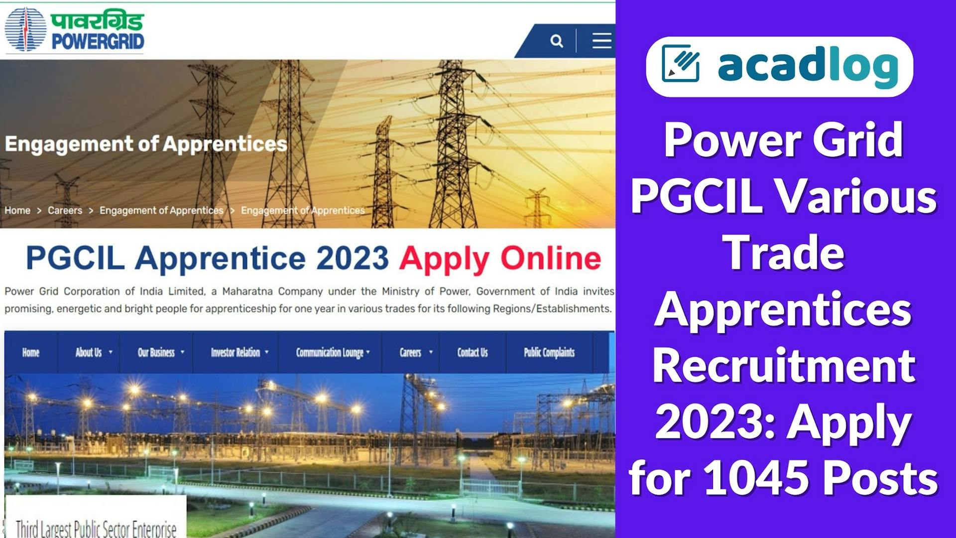 Power Grid PGCIL Various Trade Apprentices Recruitment 2023: Apply for 1045 Posts