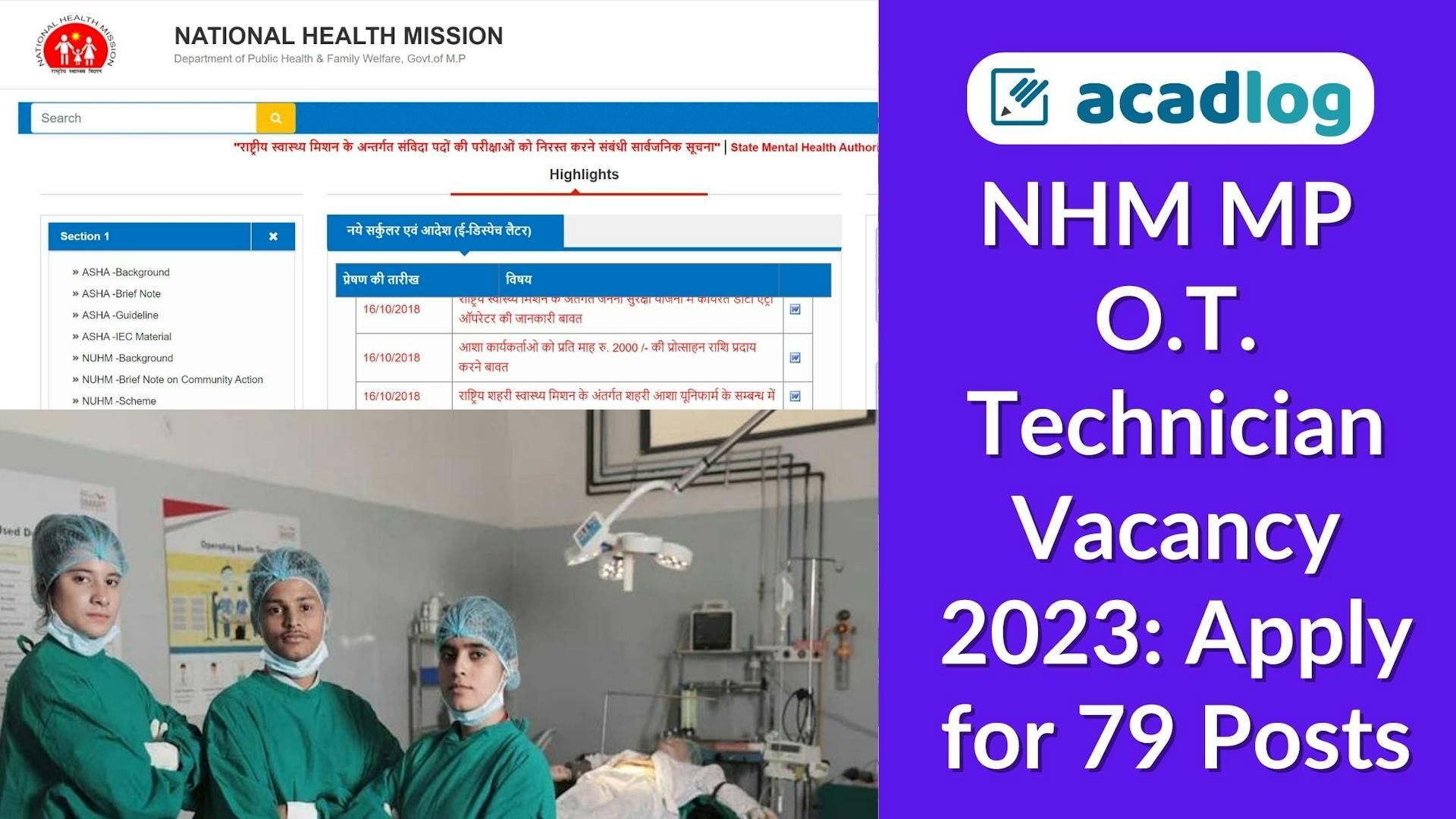 OT Technician Jobs 2023 NHM MP: Recruitment for 79 Vacancies
