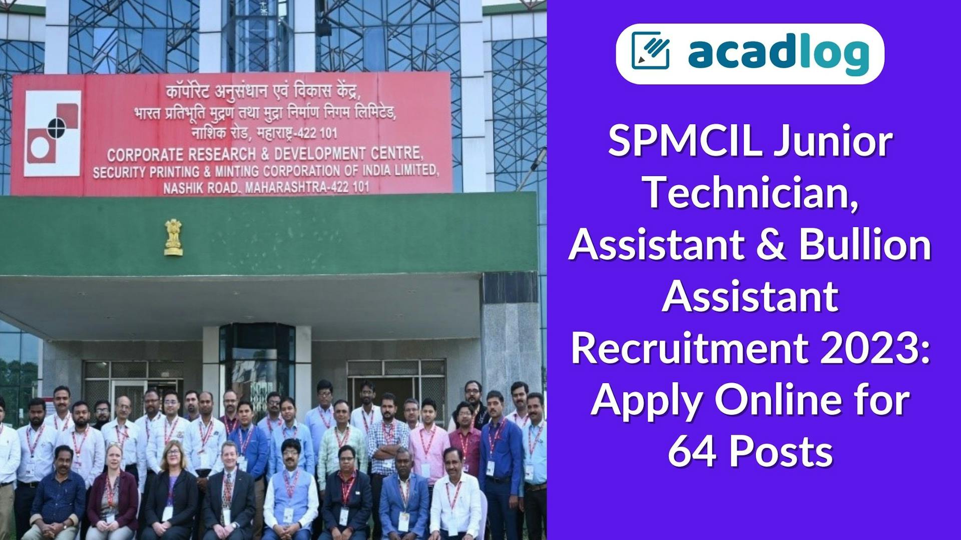Technician Jobs: SPMCIL Technician & Office Assistant Vacancy 2023