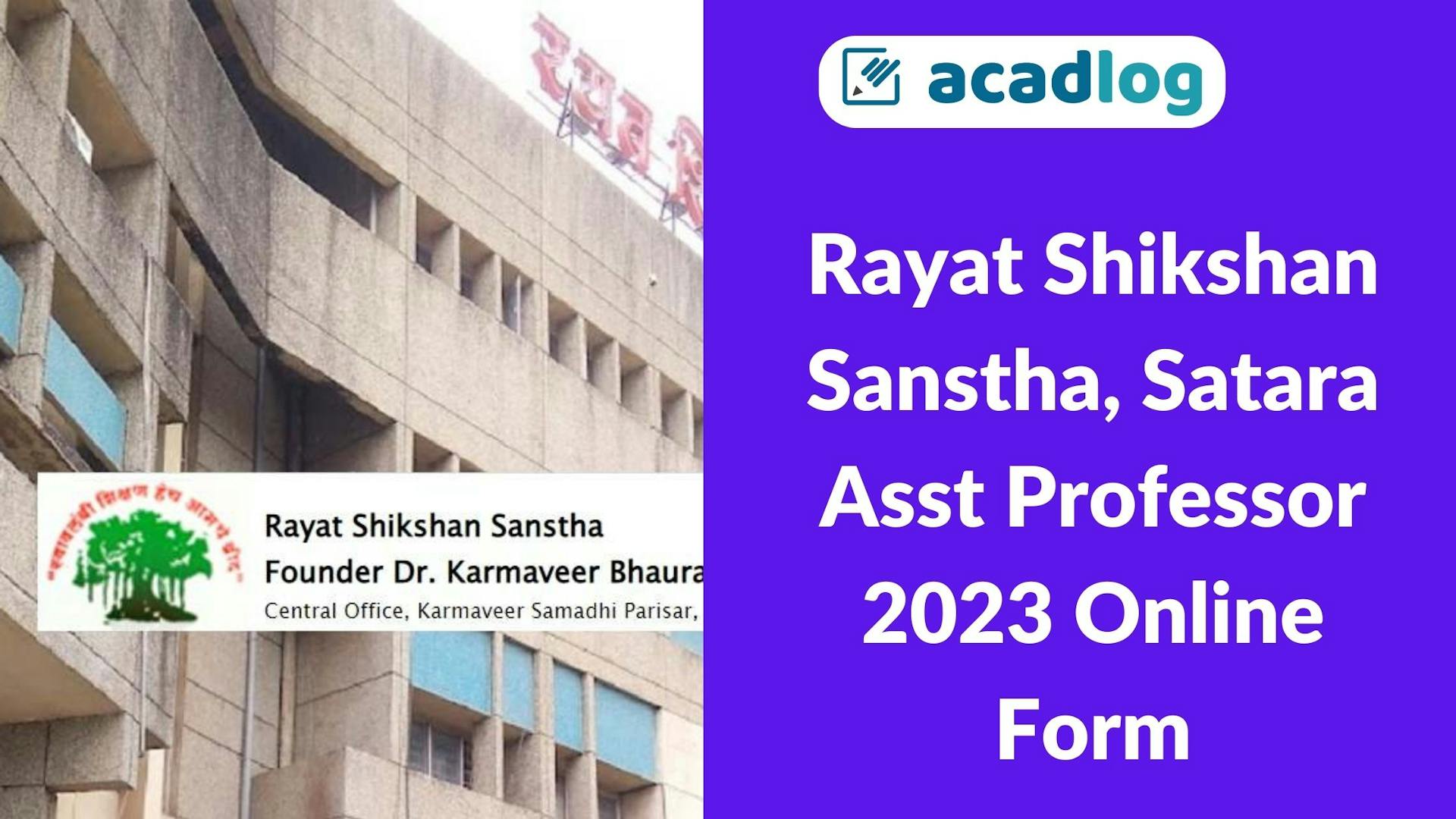 Rayat Shikshan Sanstha, Satara Asst Professor 2023 Online Form