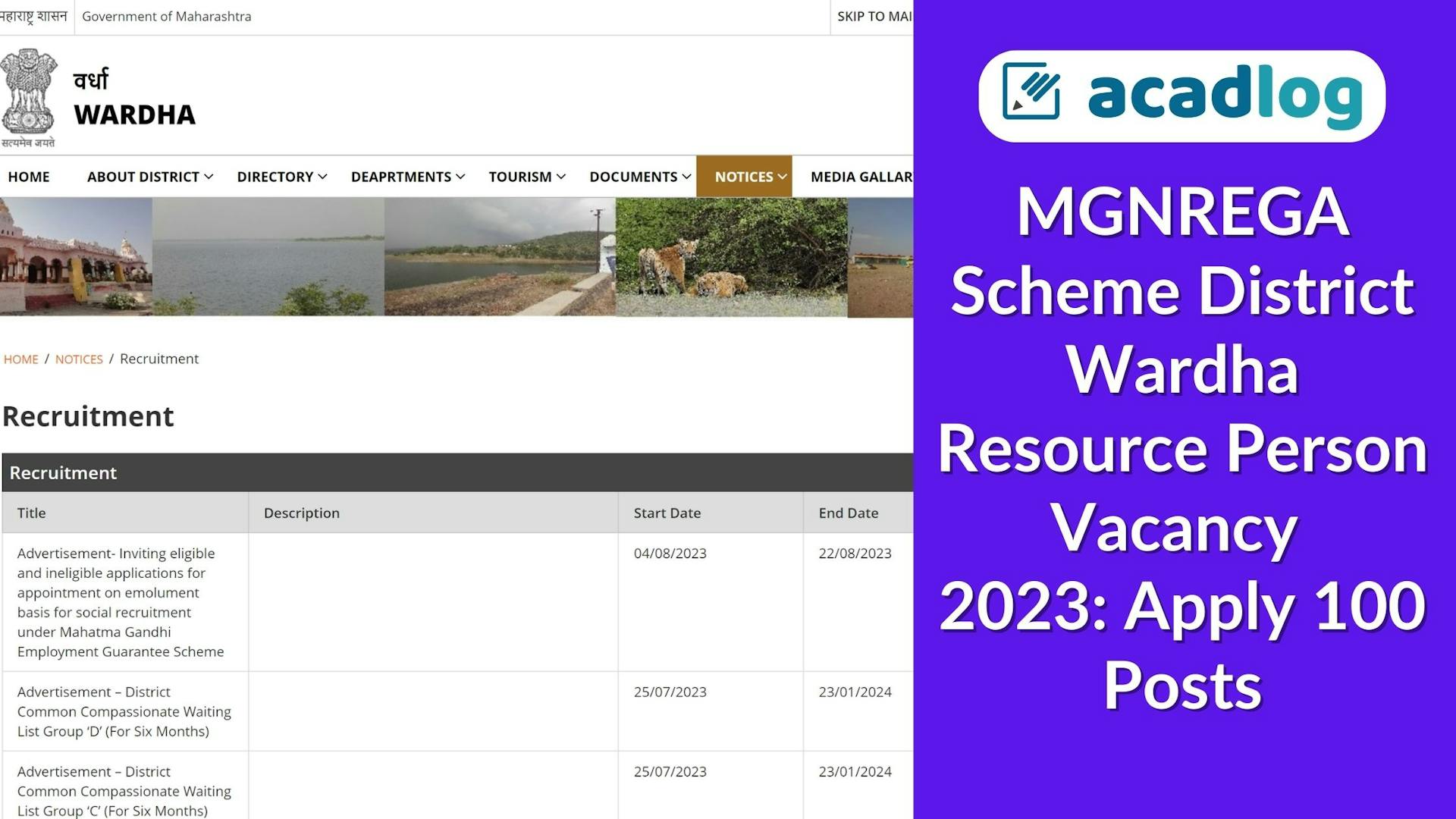 MGNREGA Scheme District Wardha Resource Person Vacancy 2023: Apply 100 Posts
